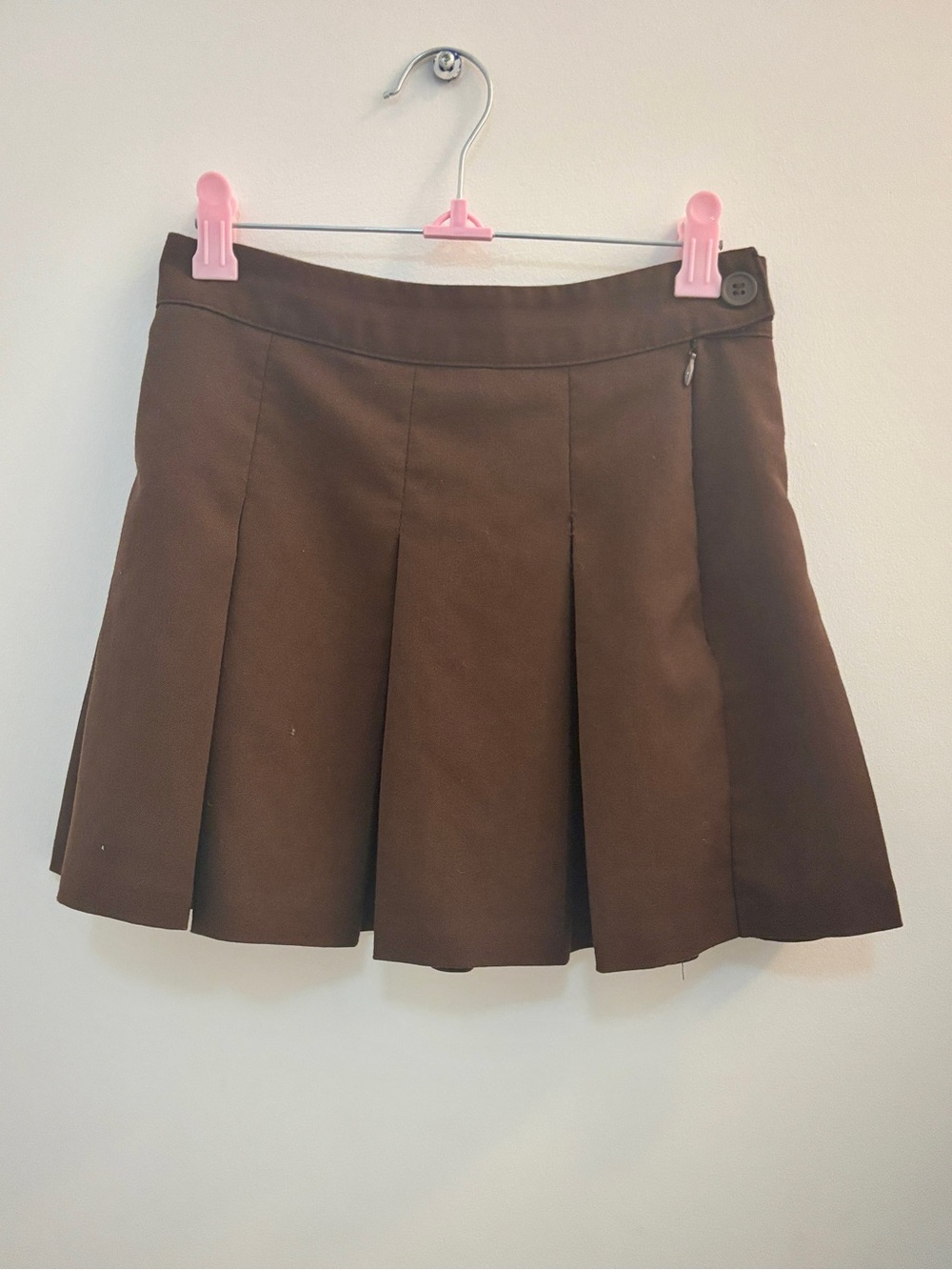 Brown Pleated Mini Skirt